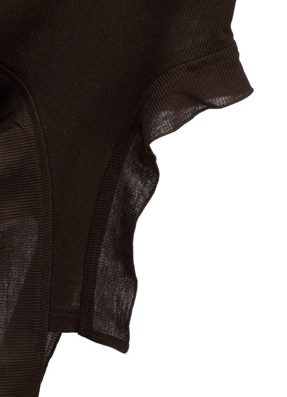 LYOCELL / COTTON RIB HEM DESIGN LONG T-SHIRT