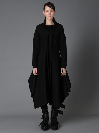 DOUBLE FACE JERSEY DRAPED LONG COAT