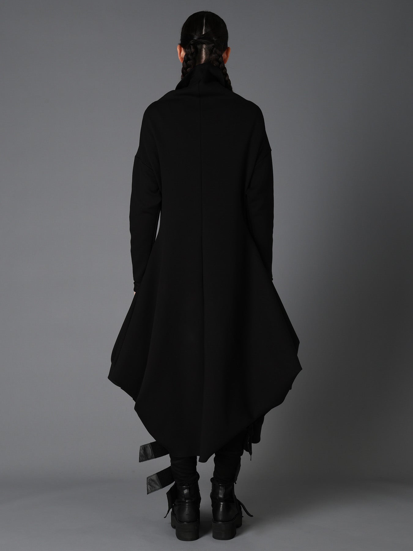 DOUBLE FACE JERSEY DRAPED LONG COAT
