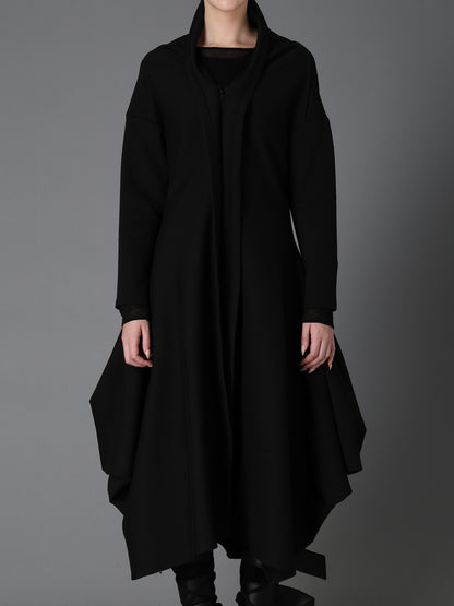 DOUBLE FACE JERSEY DRAPED LONG COAT