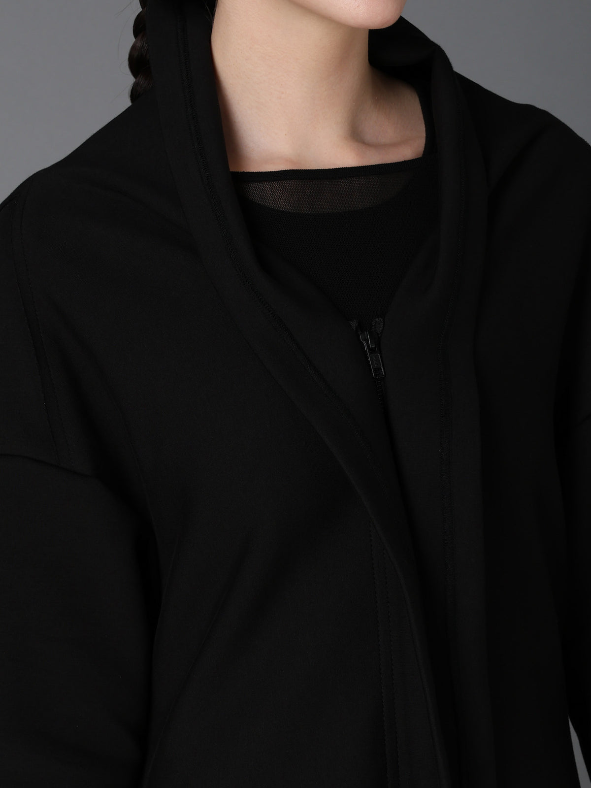 DOUBLE FACE JERSEY DRAPED LONG COAT