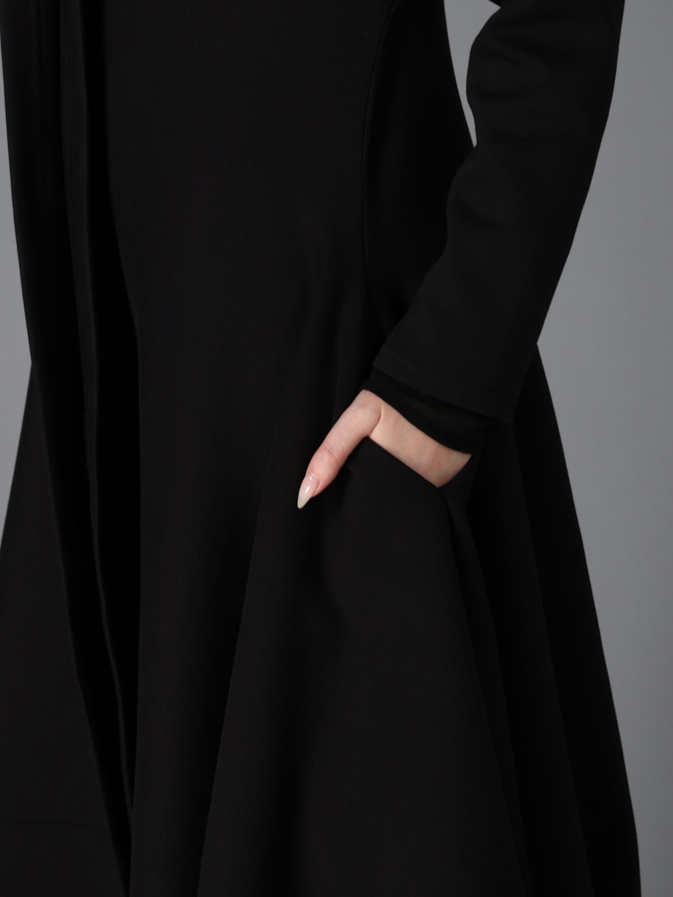 DOUBLE FACE JERSEY DRAPED LONG COAT