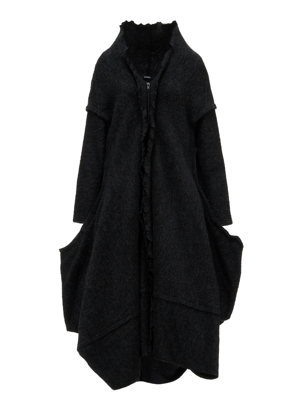 W/PE SHEEP PILE DRAPED LONG COAT