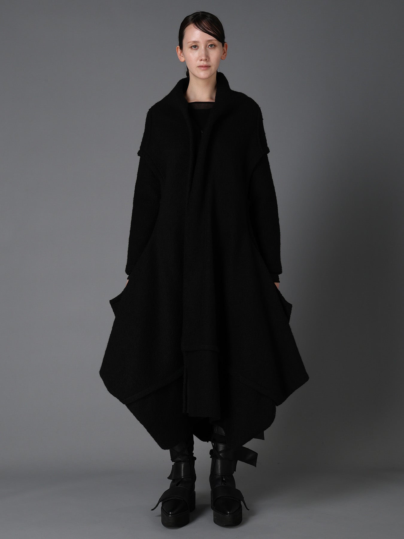W/PE SHEEP PILE DRAPED LONG COAT – THE SHOP YOHJI YAMAMOTO