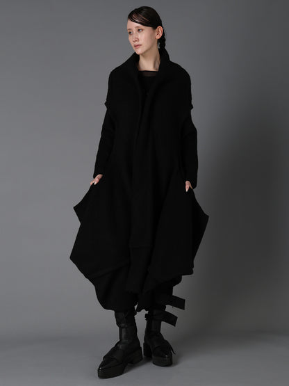 W/PE SHEEP PILE DRAPED LONG COAT