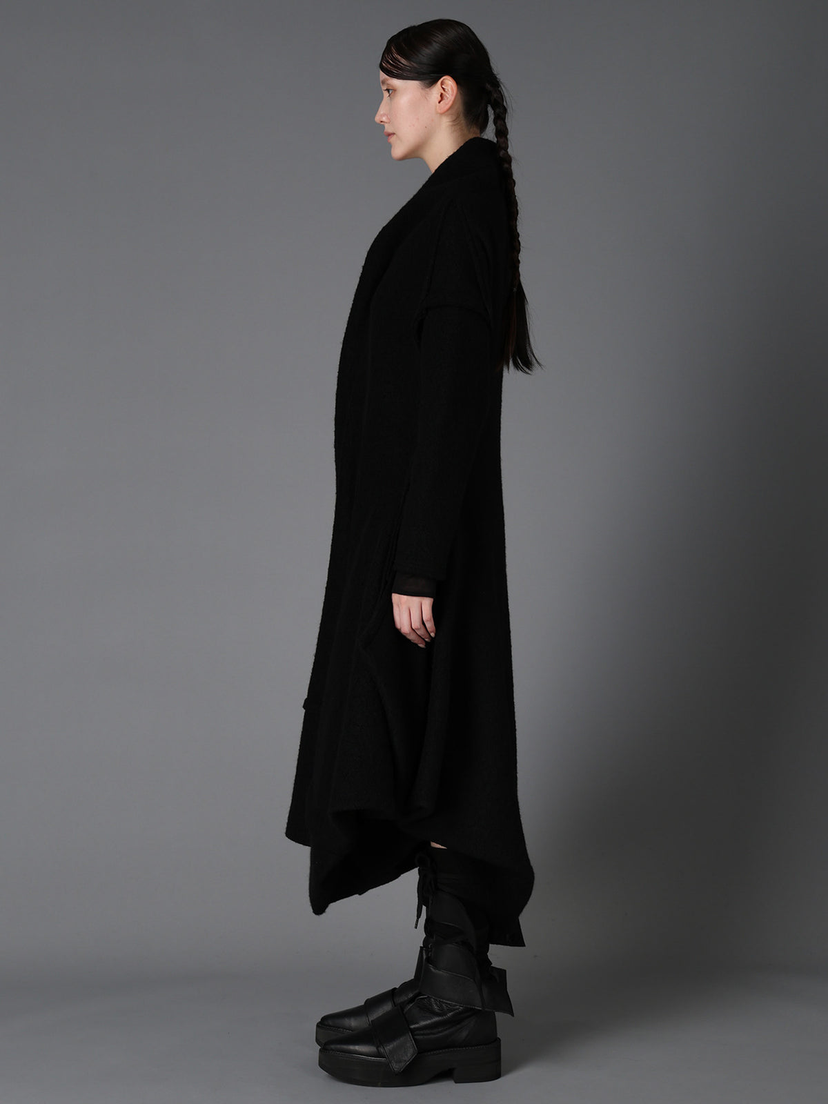 W/PE SHEEP PILE DRAPED LONG COAT