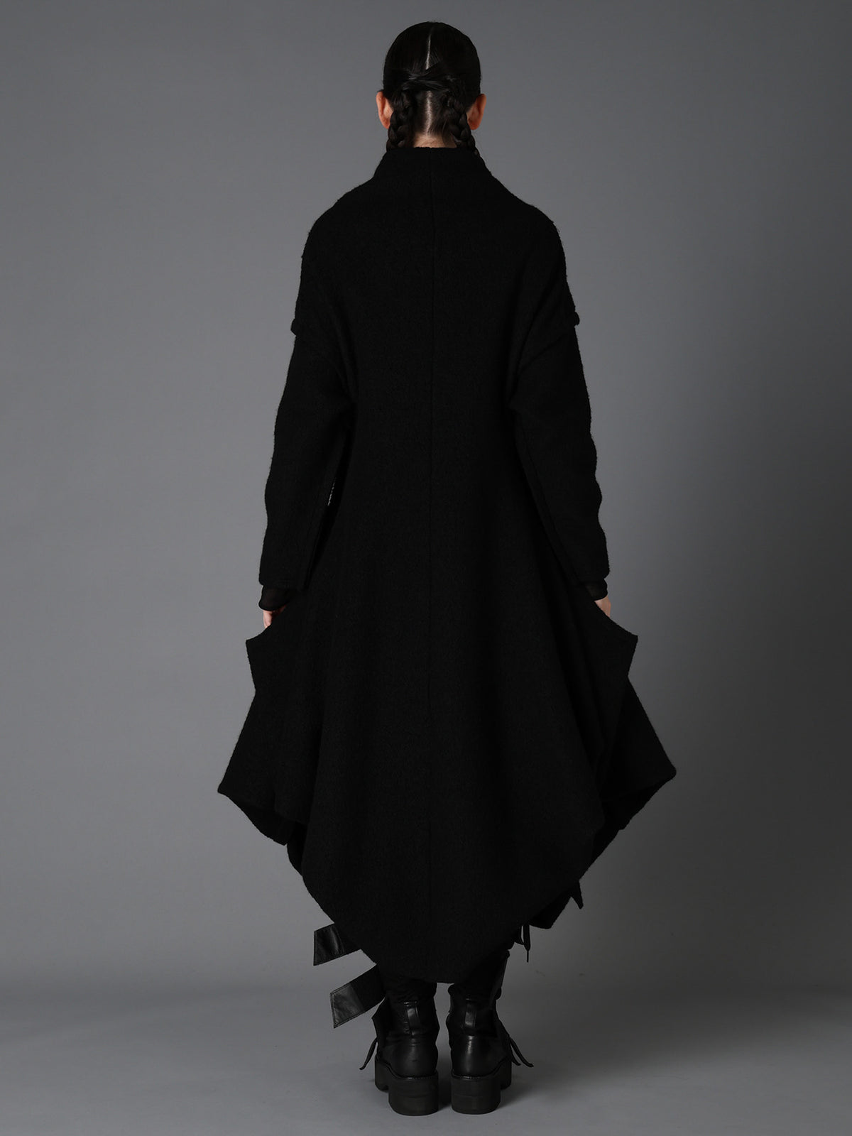 W/PE SHEEP PILE DRAPED LONG COAT