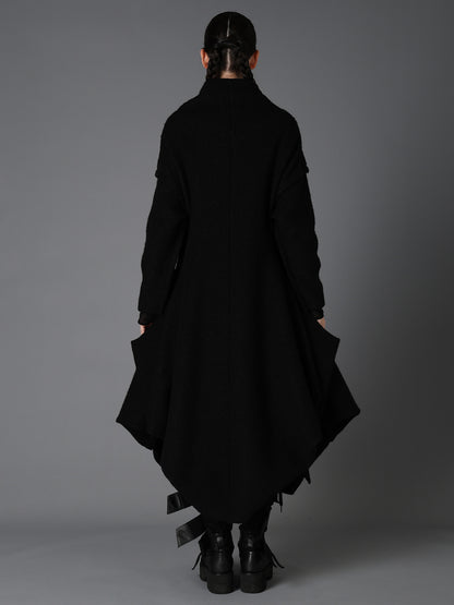 W/PE SHEEP PILE DRAPED LONG COAT