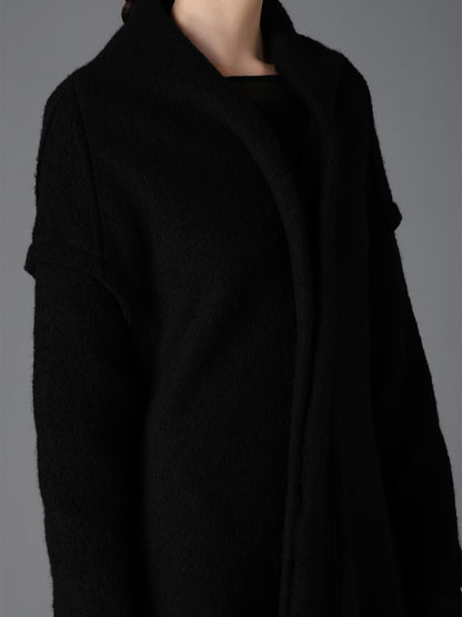 W/PE SHEEP PILE DRAPED LONG COAT