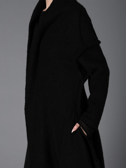 W/PE SHEEP PILE DRAPED LONG COAT