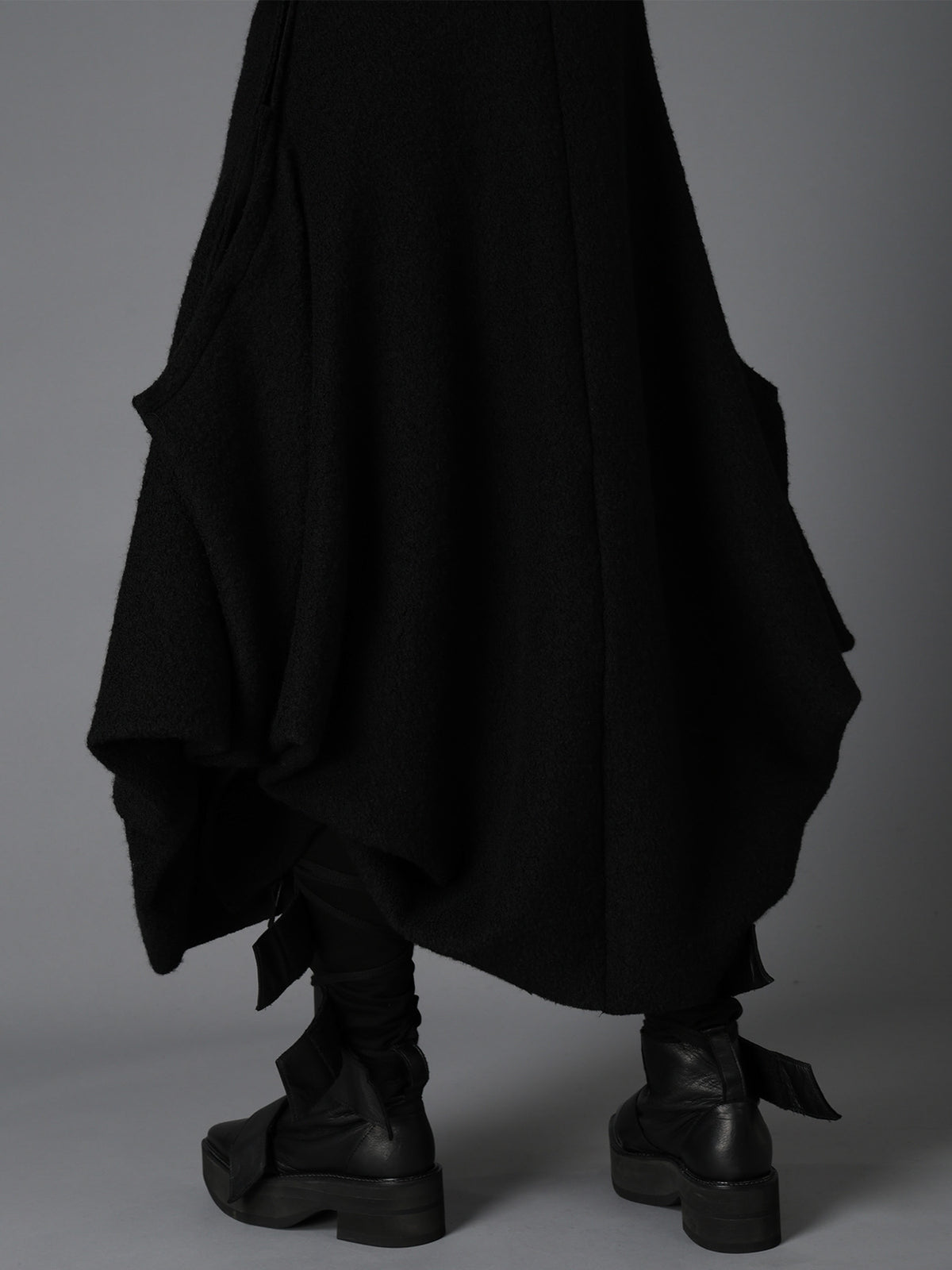 W/PE SHEEP PILE DRAPED LONG COAT