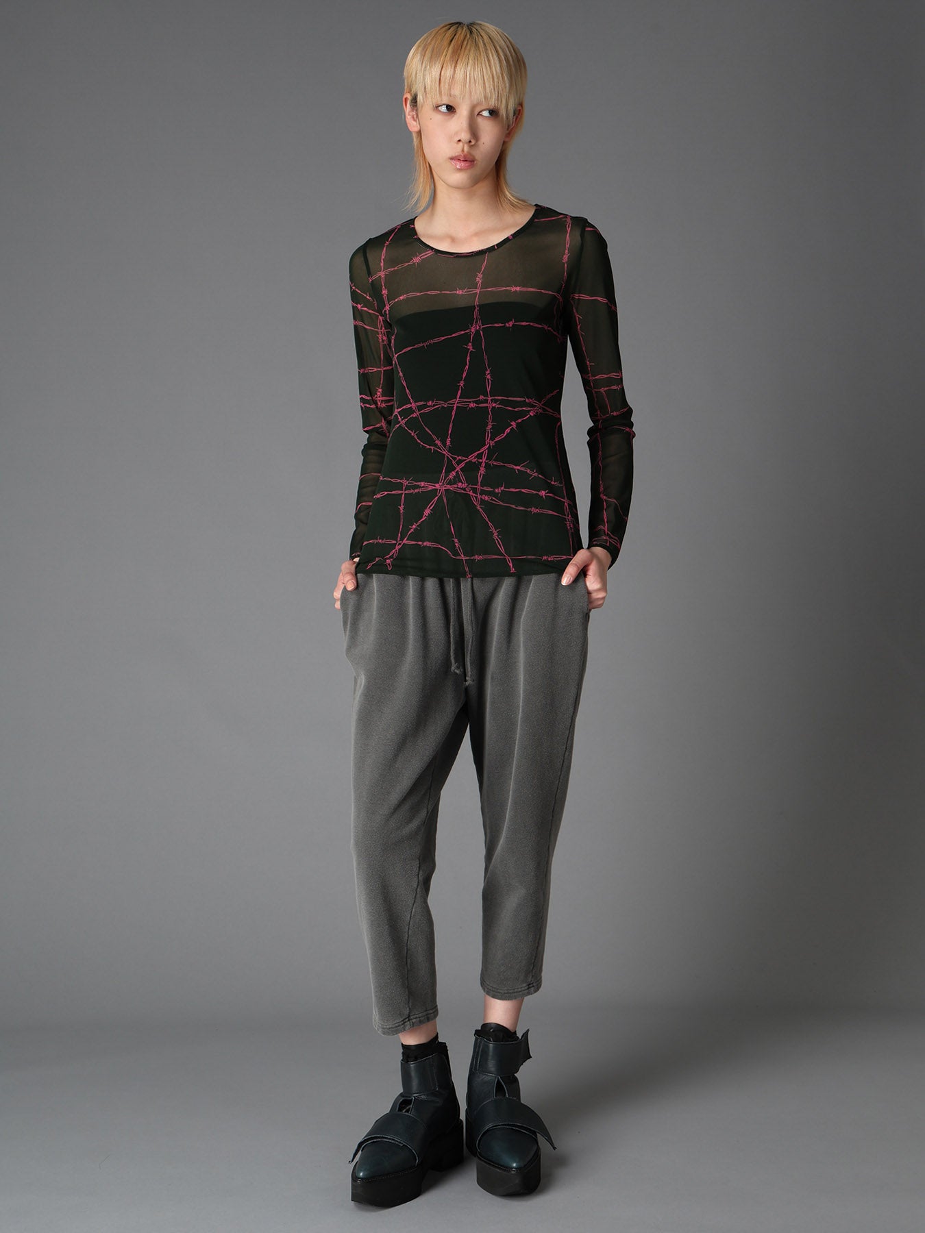 Yohji Yamamoto - Yohji Yamamoto 19AW テーピング カットソー BARBED WIRE PRINT TIGHT LONG SLEEVE T – THE SHOP YOHJI YAMAMOTO