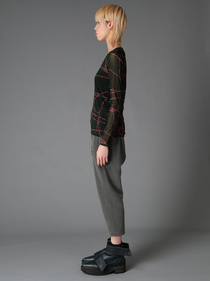 BARBED WIRE PRINT TIGHT LONG SLEEVE T