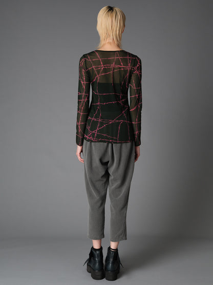 BARBED WIRE PRINT TIGHT LONG SLEEVE T