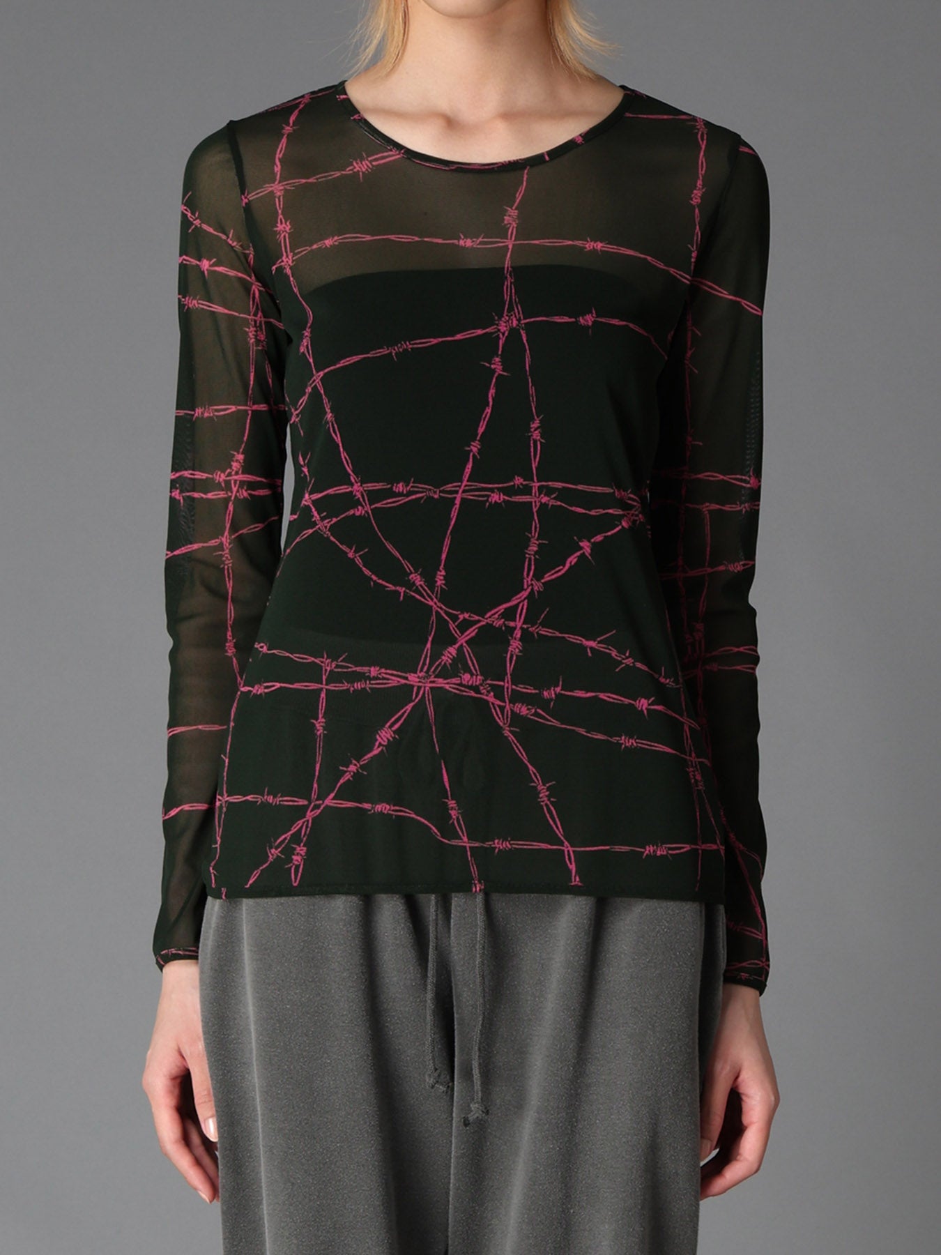 BARBED WIRE PRINT TIGHT LONG SLEEVE T – THE SHOP YOHJI YAMAMOTO