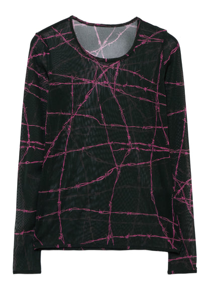 BARBED WIRE PRINT TIGHT LONG SLEEVE T