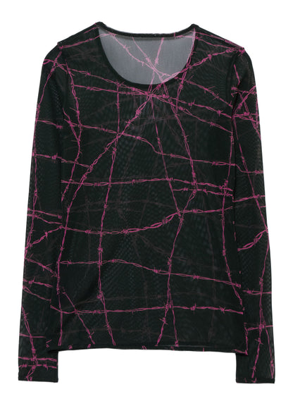 BARBED WIRE PRINT TIGHT LONG SLEEVE T