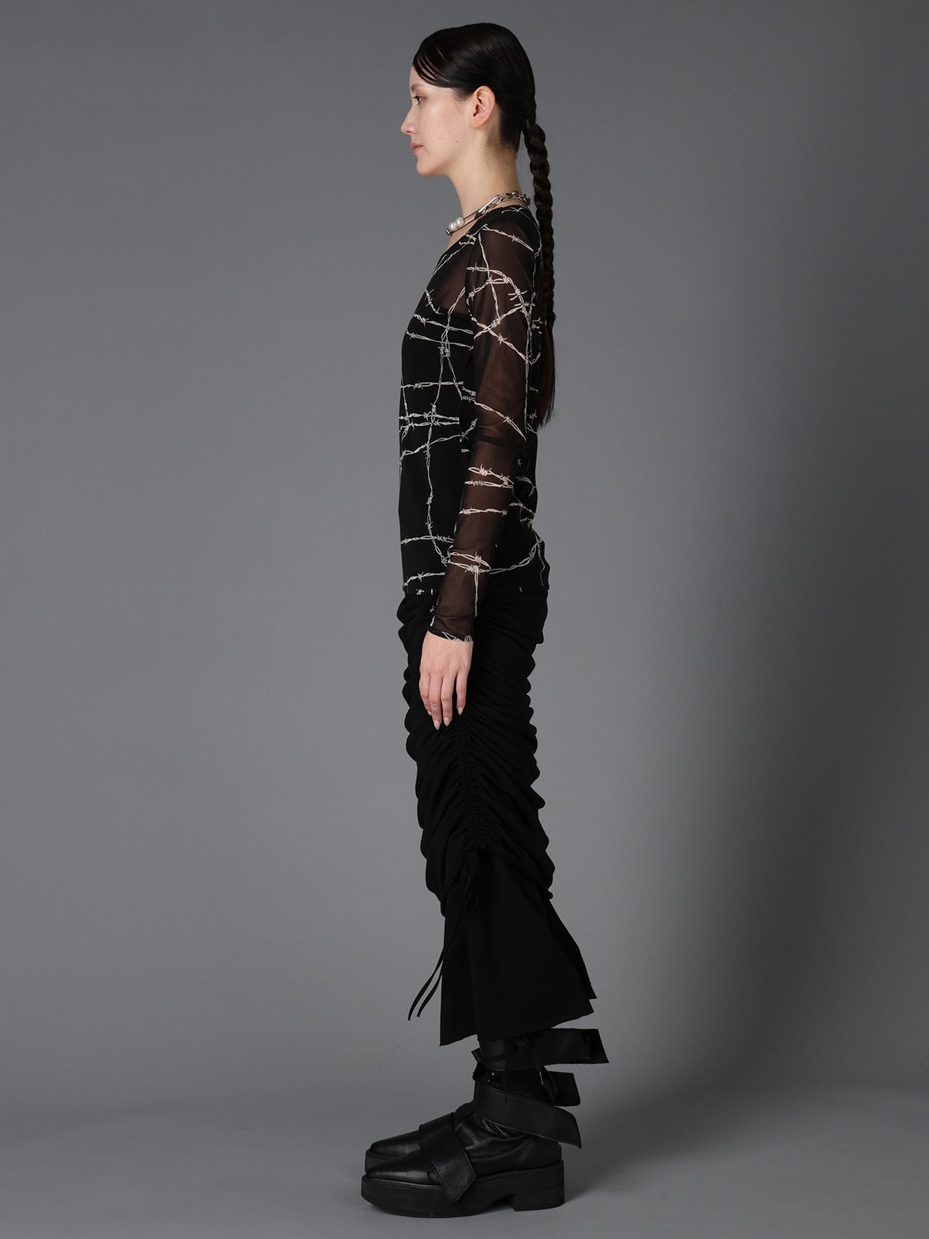 BARBED WIRE PRINT TIGHT LONG SLEEVE T – THE SHOP YOHJI YAMAMOTO