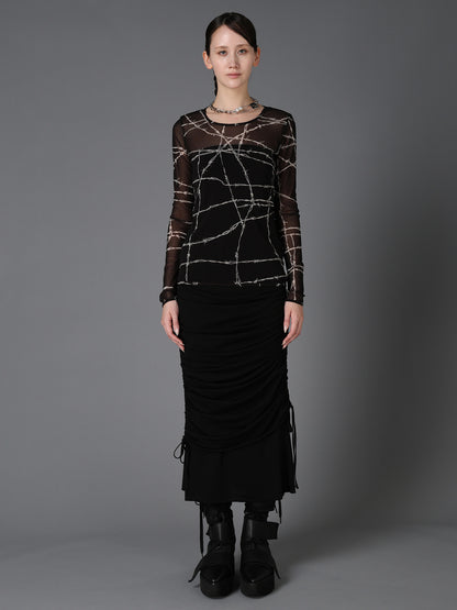 BARBED WIRE PRINT TIGHT LONG SLEEVE T