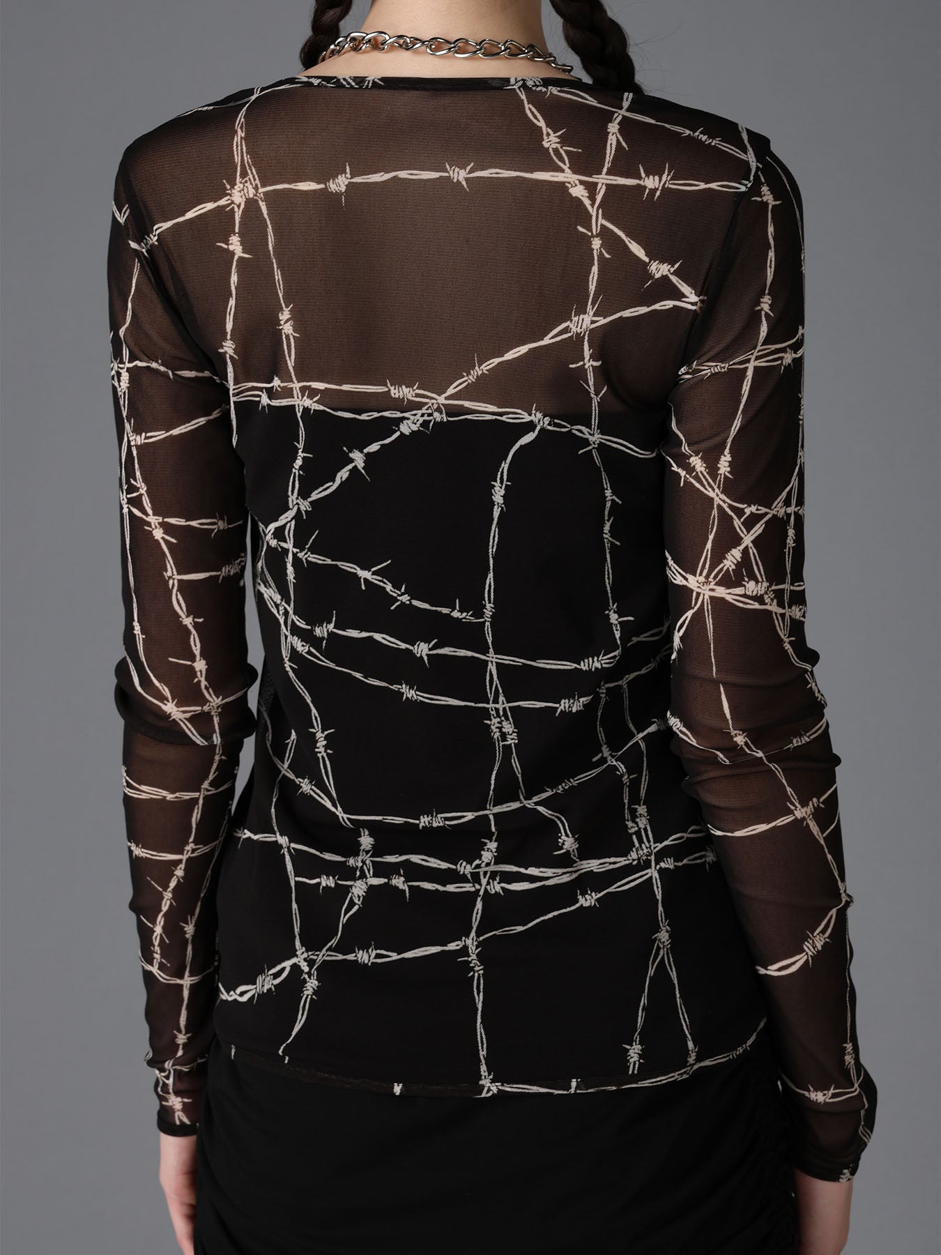 BARBED WIRE PRINT TIGHT LONG SLEEVE T – THE SHOP YOHJI YAMAMOTO