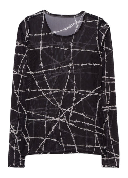 BARBED WIRE PRINT TIGHT LONG SLEEVE T