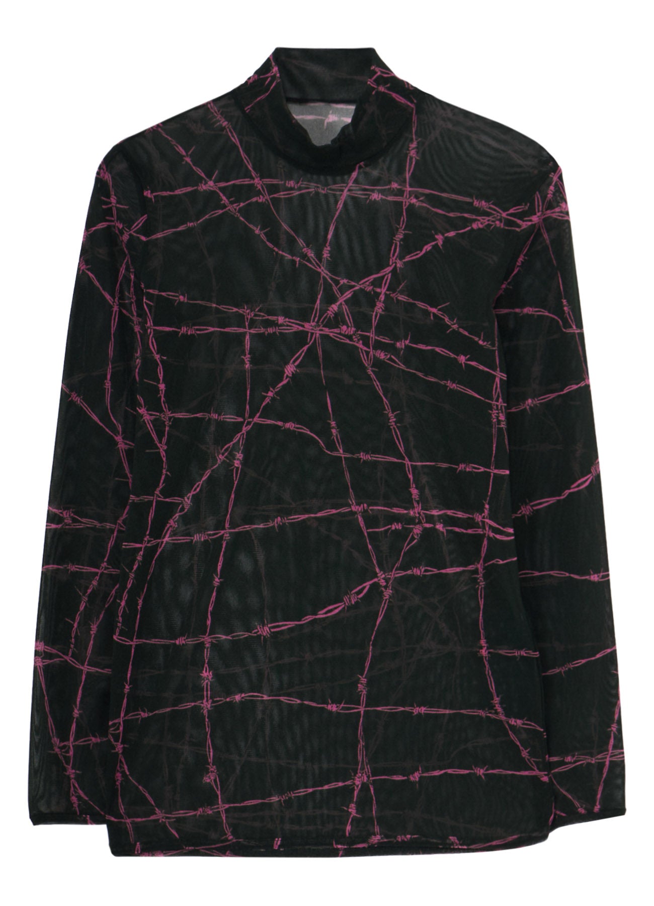 BARBED WIRE PRINT TURTLE NECK T