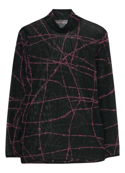BARBED WIRE PRINT TURTLE NECK T
