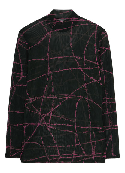 BARBED WIRE PRINT TURTLE NECK T