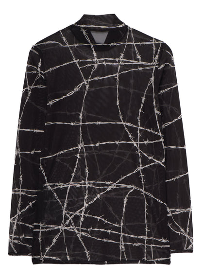 BARBED WIRE PRINT TURTLE NECK T