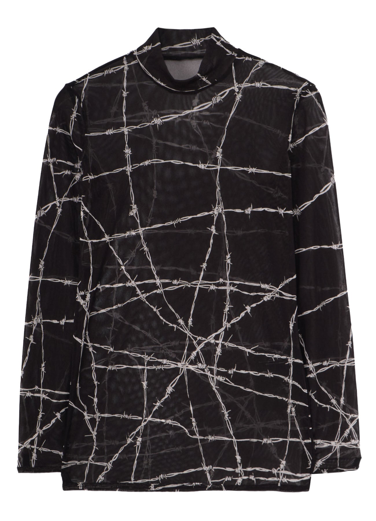 BARBED WIRE PRINT TURTLE NECK T