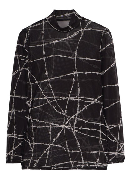 BARBED WIRE PRINT TURTLE NECK T