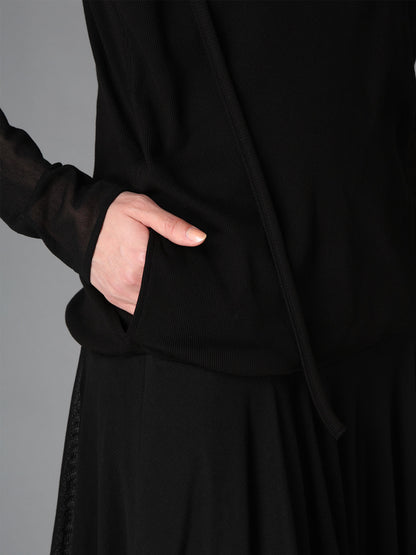 RIB KNIT+TULLE 2 WAY DRESS