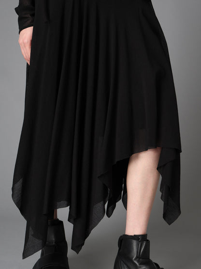 RIB KNIT+TULLE 2 WAY DRESS