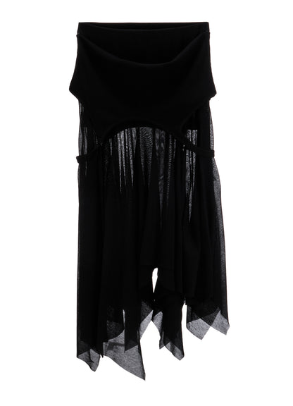 RIB KNIT+TULLE 2 WAY DRESS