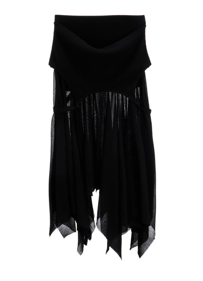 RIB KNIT+TULLE 2 WAY DRESS
