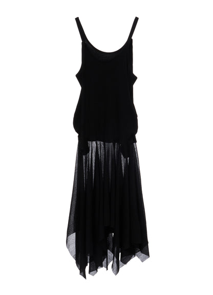 RIB KNIT+TULLE 2 WAY DRESS