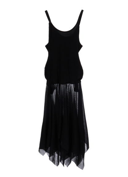 RIB KNIT+TULLE 2 WAY DRESS