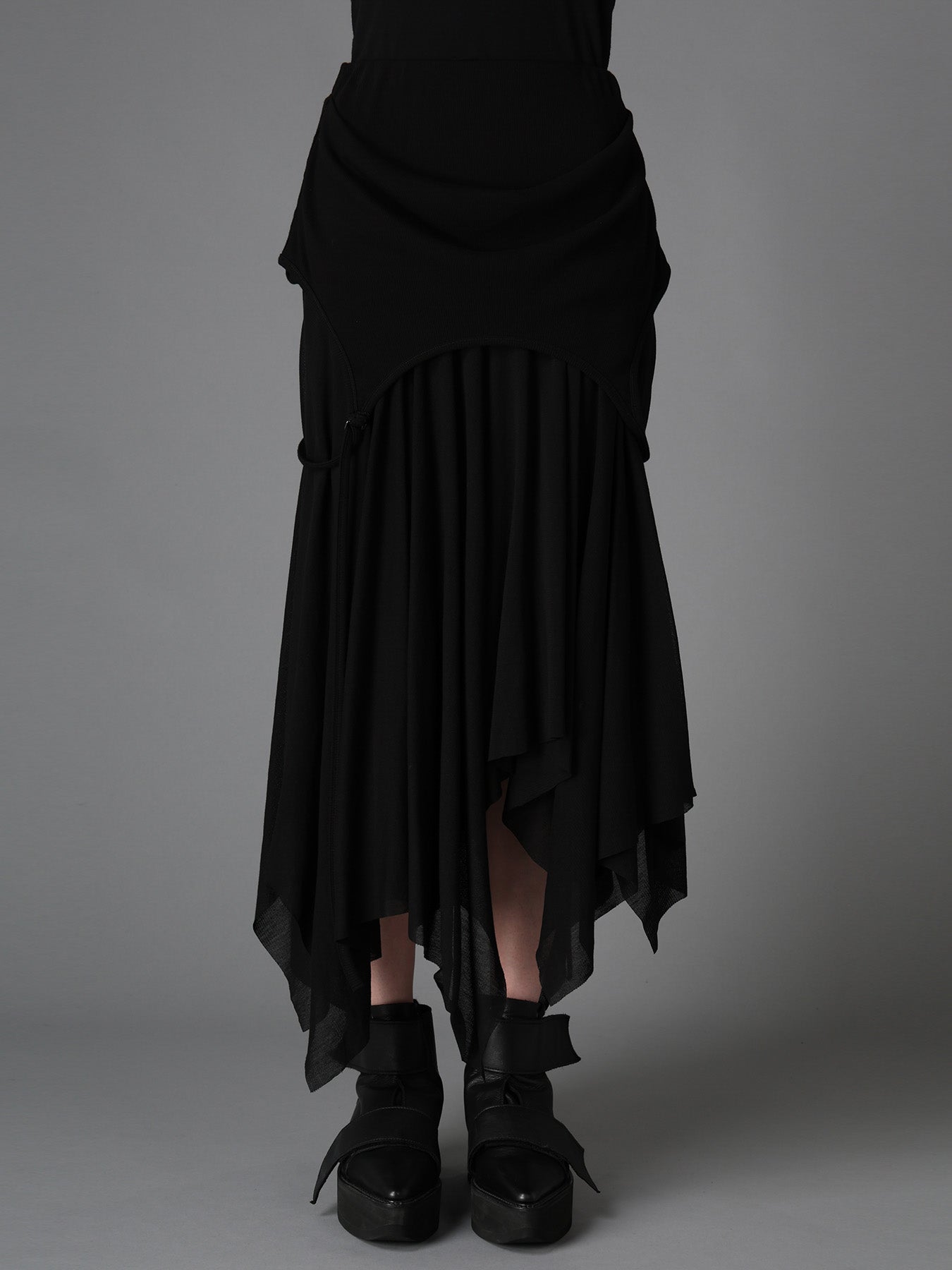 RIB KNIT+TULLE 2 WAY DRESS