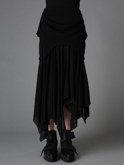 RIB KNIT+TULLE 2 WAY DRESS