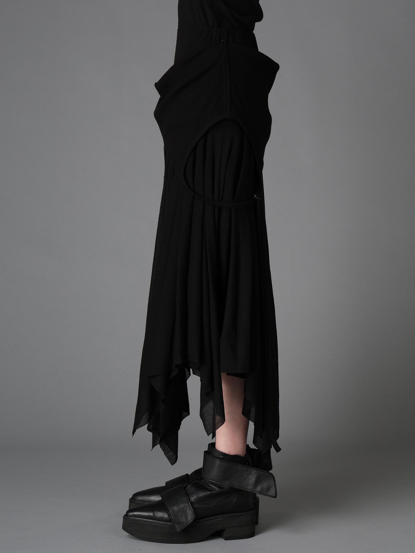 RIB KNIT+TULLE 2 WAY DRESS