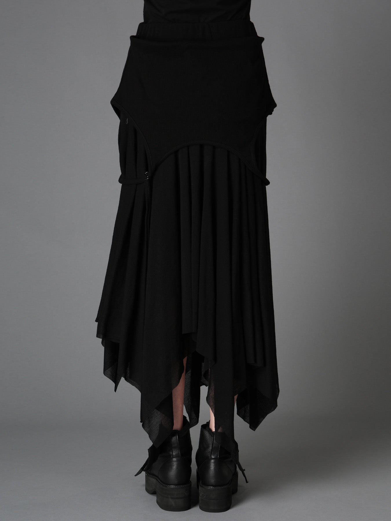 RIB KNIT+TULLE 2 WAY DRESS