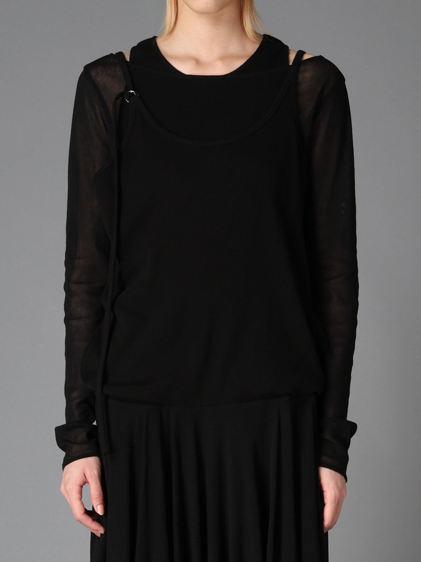 RIB KNIT+TULLE 2 WAY DRESS