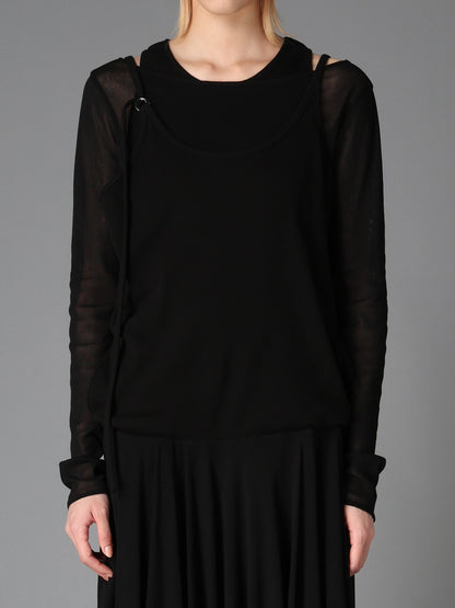 RIB KNIT+TULLE 2 WAY DRESS