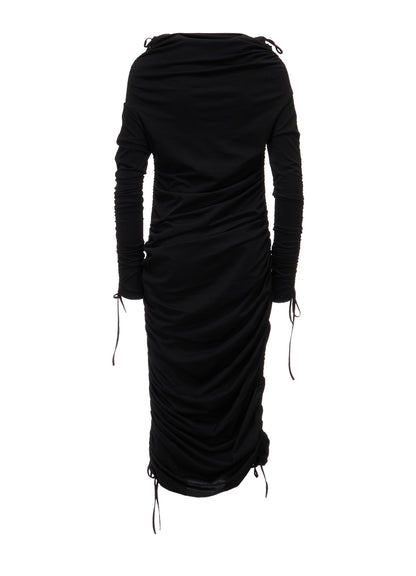 BIAS JERSEY GATHERED SLIM FIT DRESS