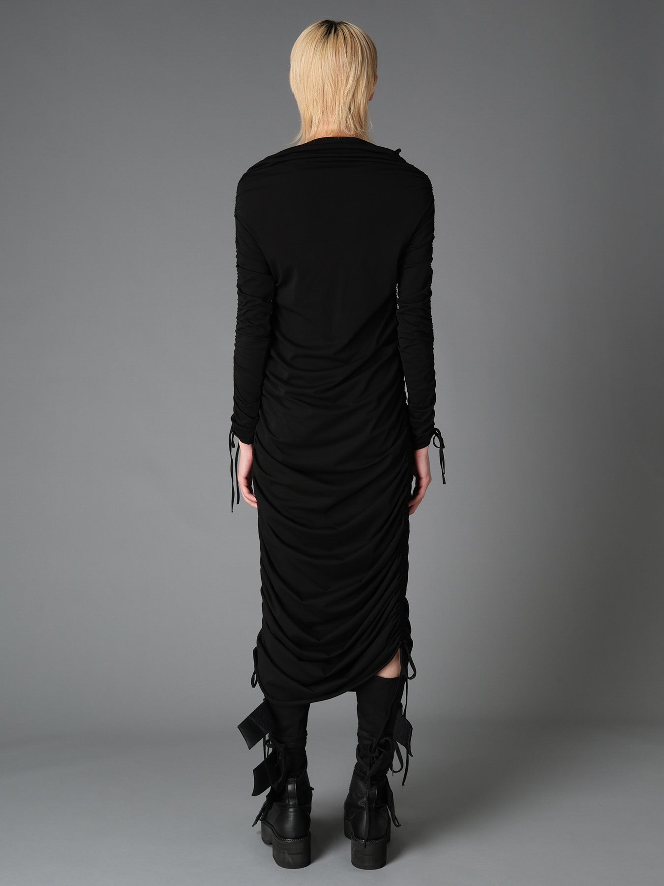 BIAS JERSEY GATHERED SLIM FIT DRESS