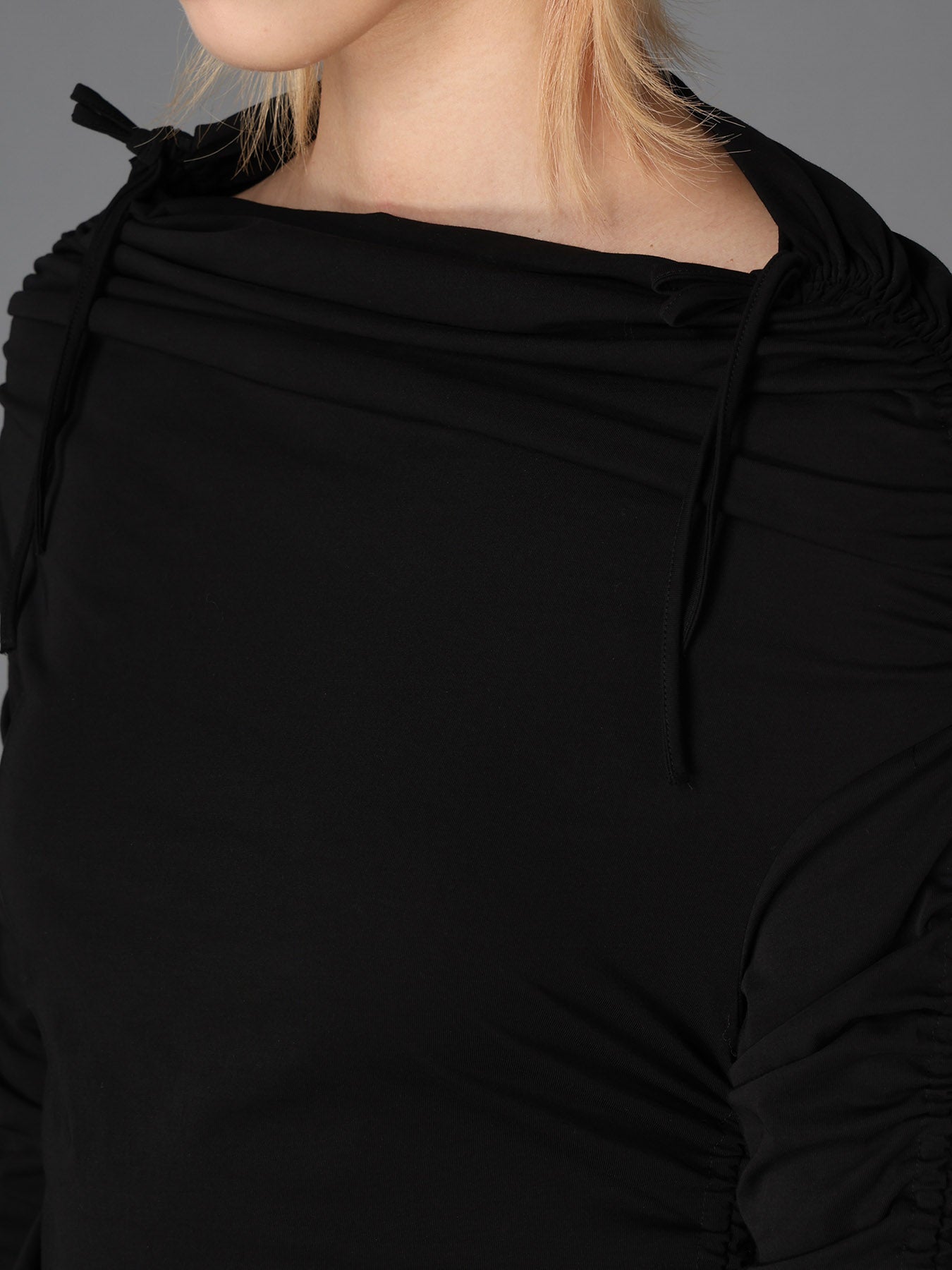 BIAS JERSEY GATHERED SLIM FIT DRESS