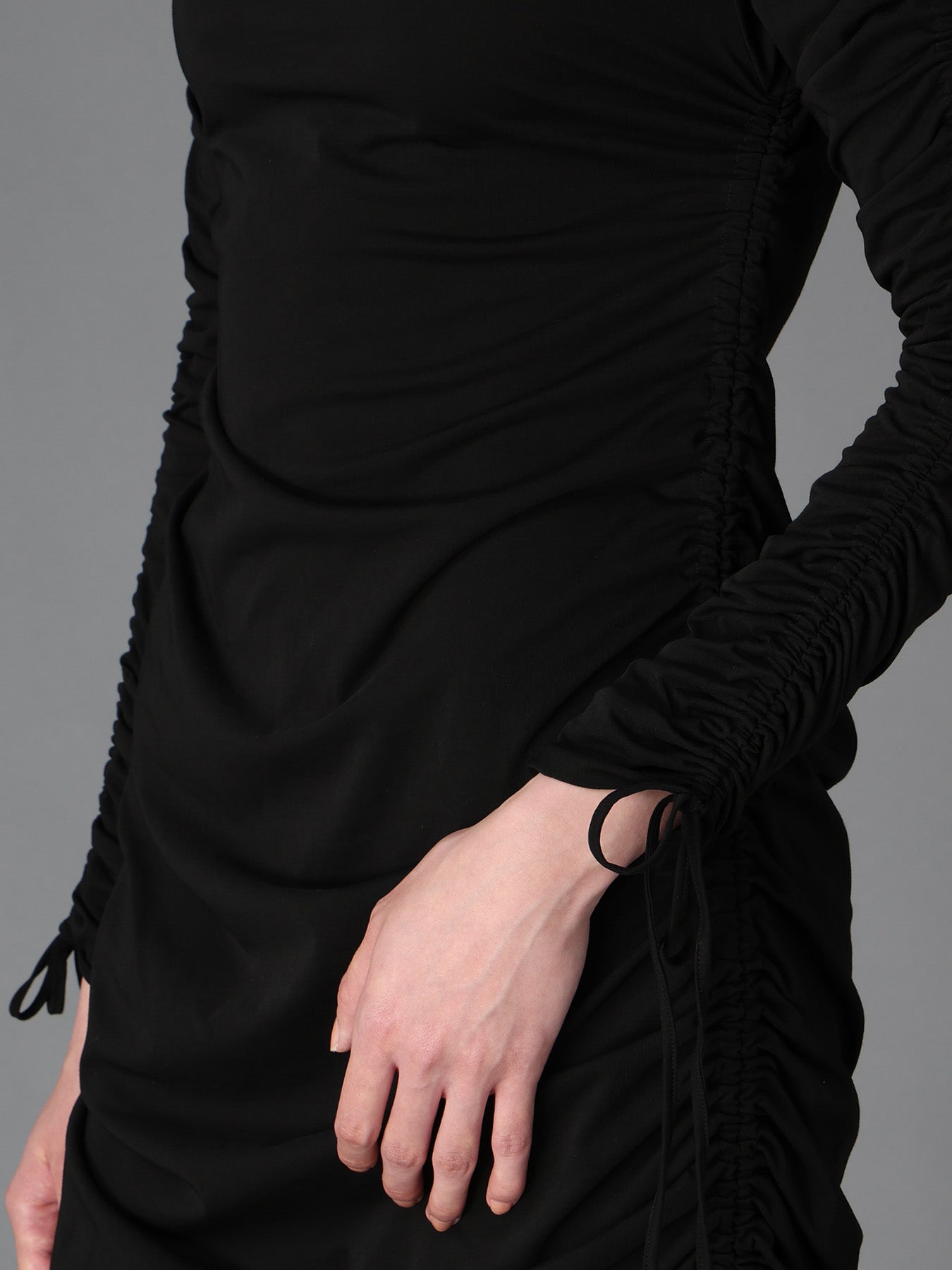 BIAS JERSEY GATHERED SLIM FIT DRESS