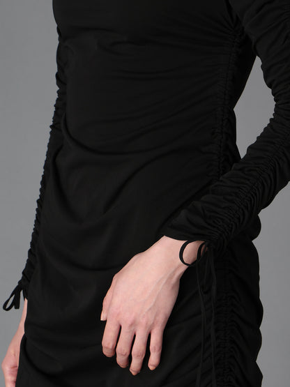 BIAS JERSEY GATHERED SLIM FIT DRESS