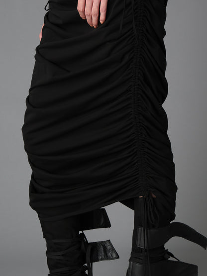 BIAS JERSEY GATHERED SLIM FIT DRESS