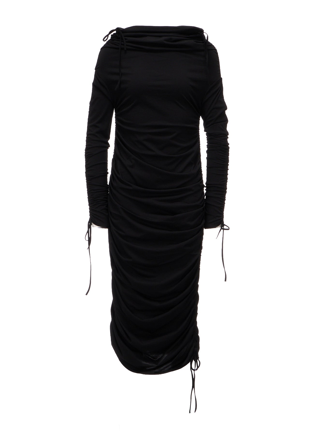 BIAS JERSEY GATHERED SLIM FIT DRESS